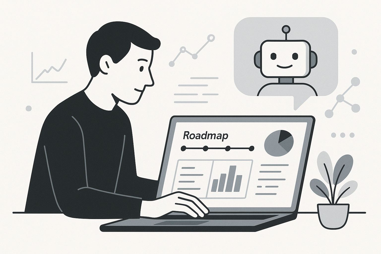 Human and AI collaborating on roadmap and insights