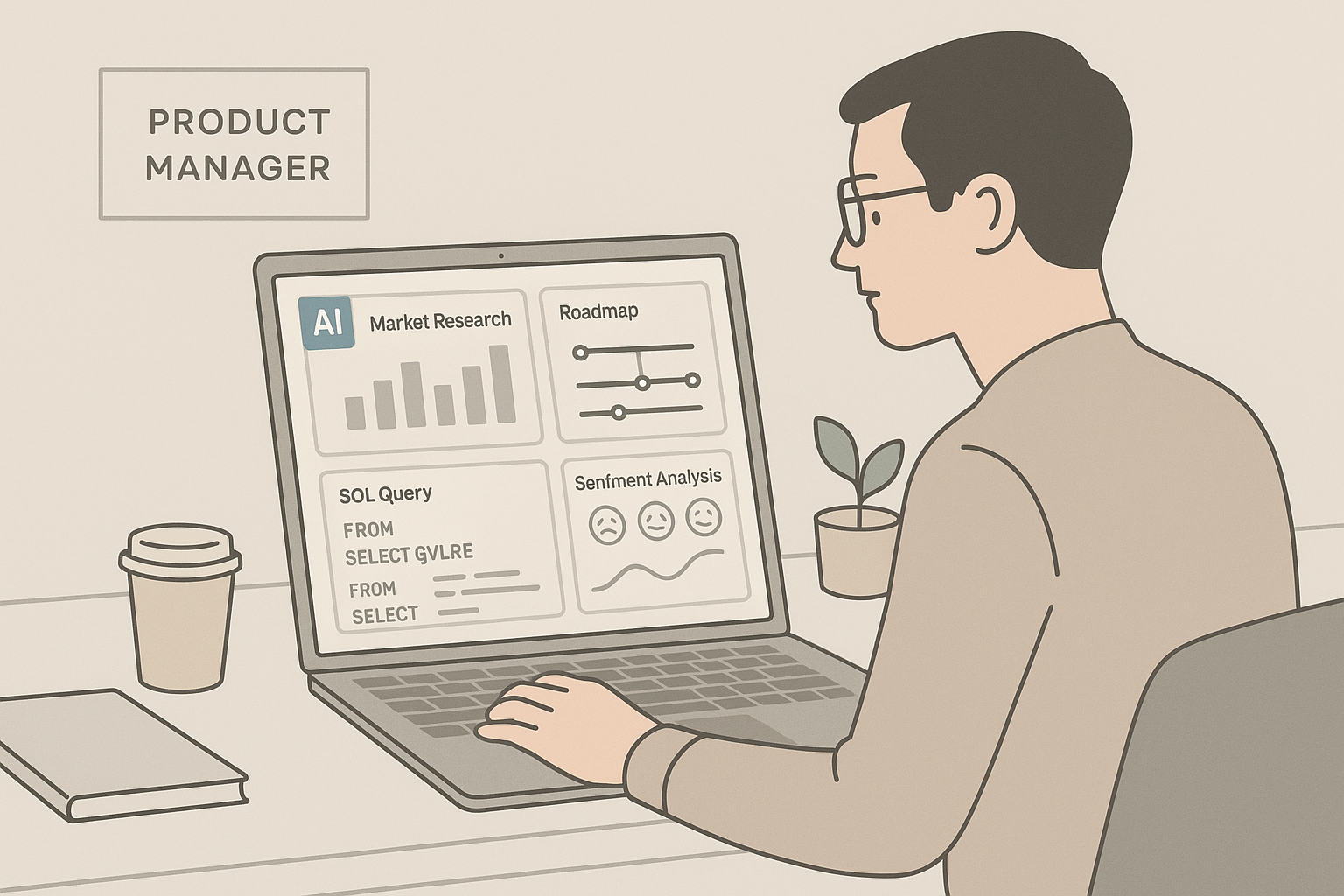 PM using an AI cockpit for market, roadmap, SQL, and sentiment