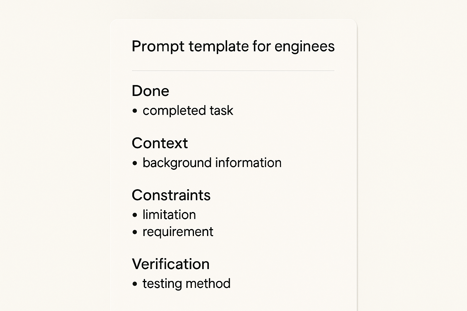 Prompt template card