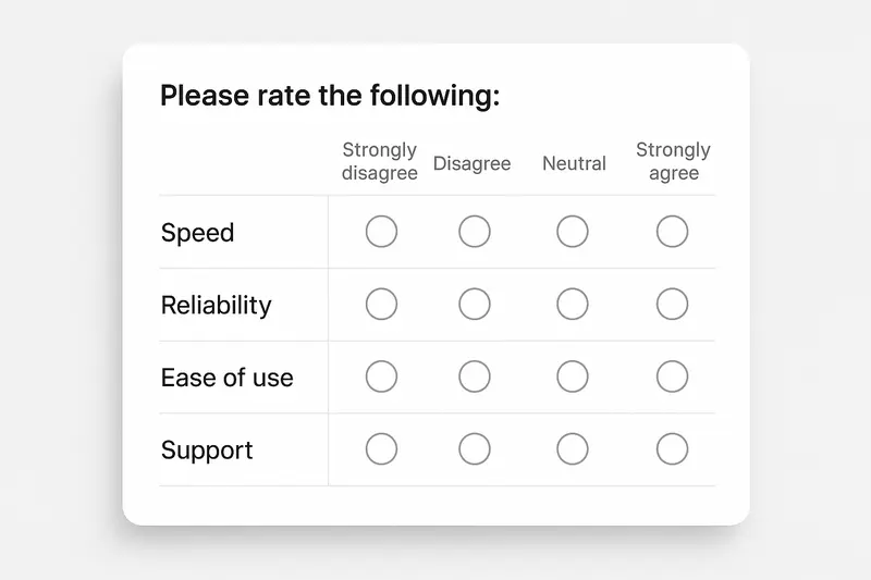 Mobile-first Likert matrix question UI