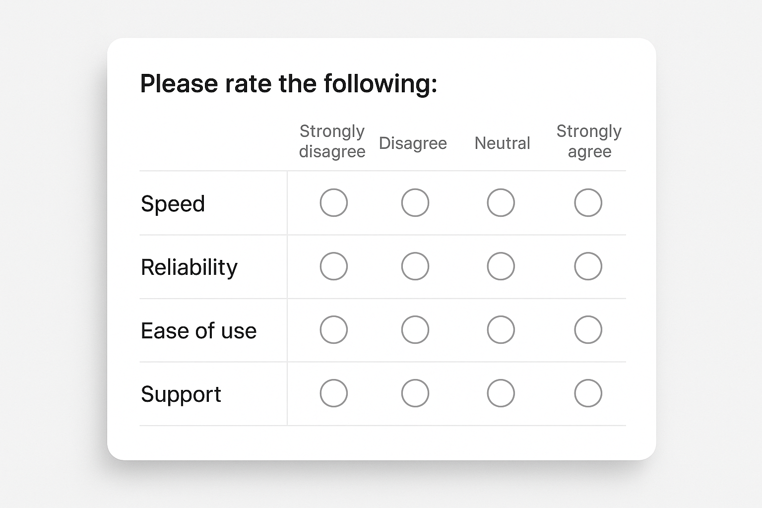 Mobile-first Likert matrix question UI