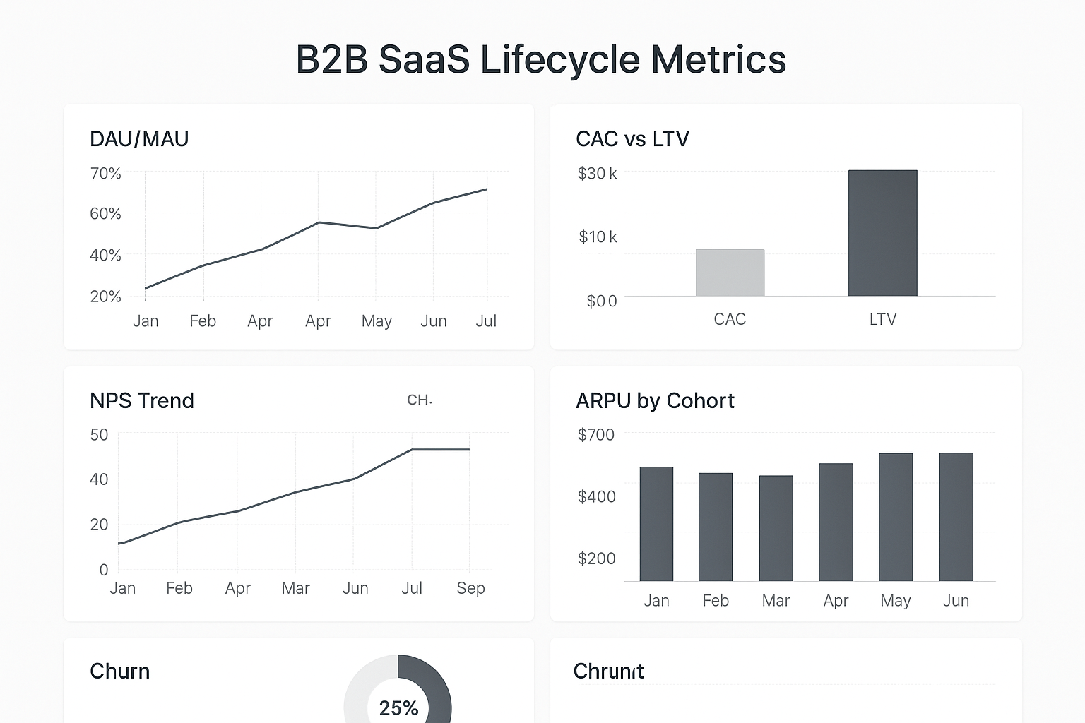 SaaS lifecycle metrics dashboard
