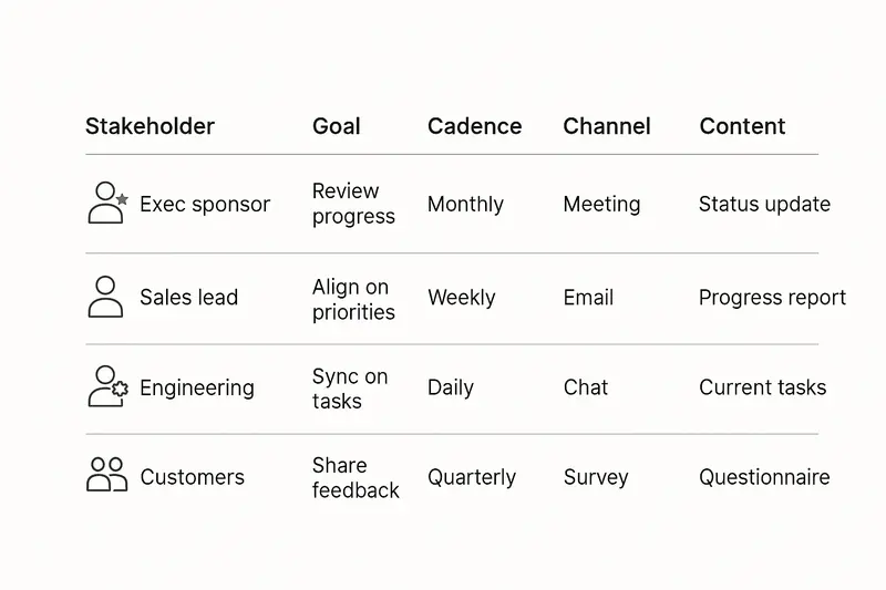 Stakeholder communication matrix