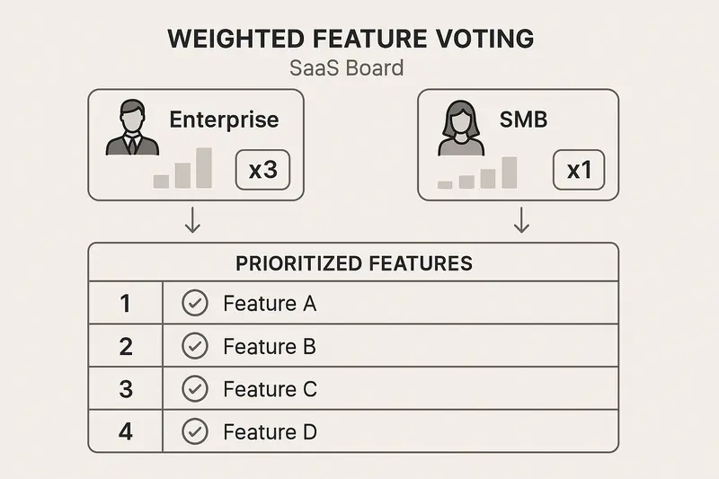 Weighted votes across segments on a feature voting board